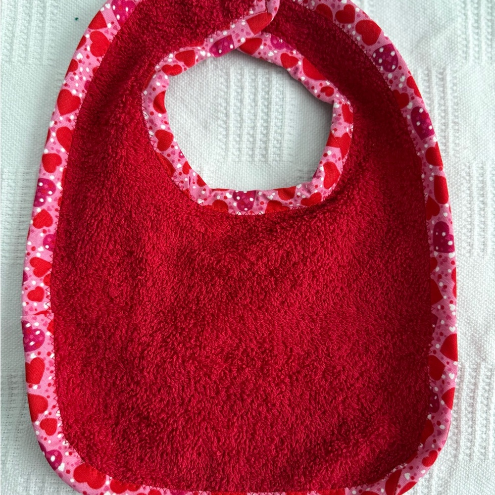 Red Valentine Bib with Heart Pattern